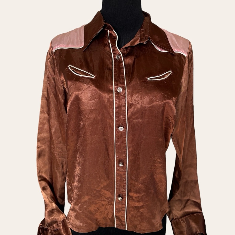 🎁Rodeo Girls By Lucky Brand Brown and Pink Cowboy theme Small Top